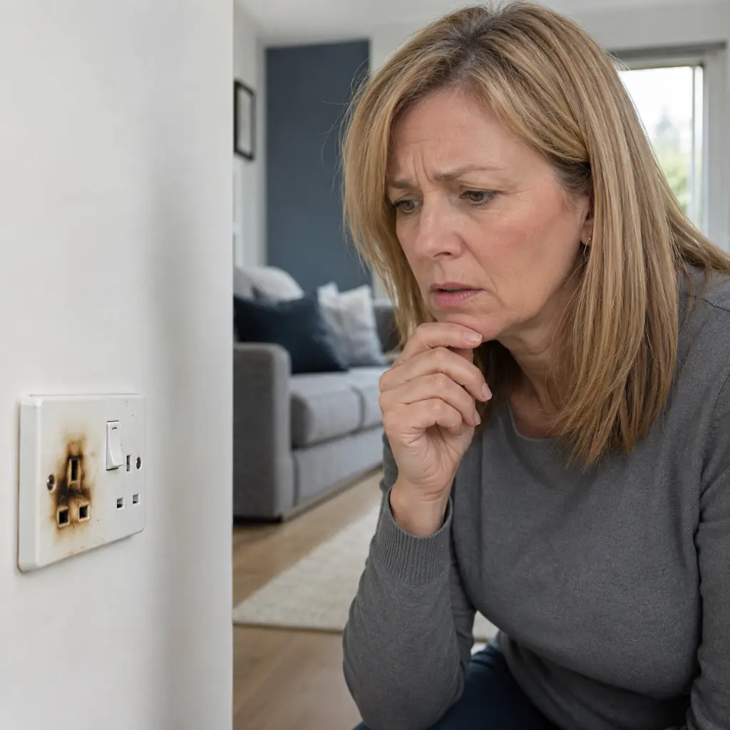 An elderly British homeowner is noticing flickering lights caused by a wiring fault.